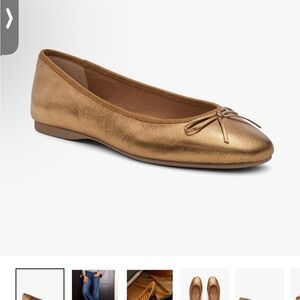 Birdies Metallic Gold Ballet Flat with Bow